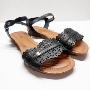Bottero Laser Cut Strappy Leather Sandals